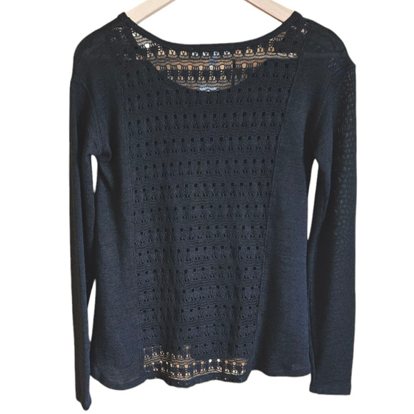 NEW! Aeropostale Women's Crochet Back Long Sleeve Shirt Black Small - Picture 7 of 9